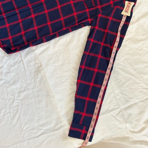 EUC brushed twill button down plaid shirt in classic navy and red check. - Picture 8 of 8